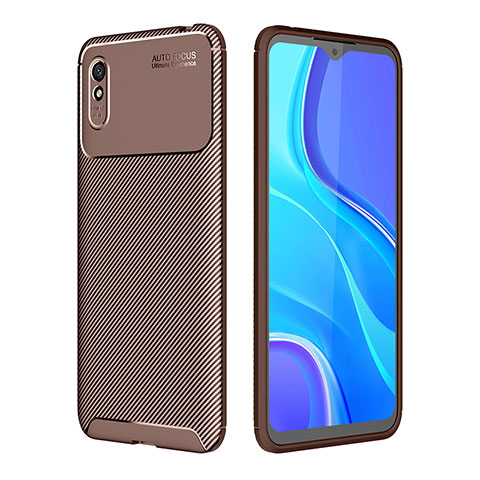 Custodia Silicone Cover Morbida Spigato S01 per Xiaomi Redmi 9A Marrone