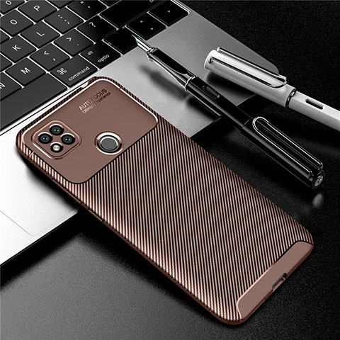 Custodia Silicone Cover Morbida Spigato S01 per Xiaomi Redmi 9C Marrone