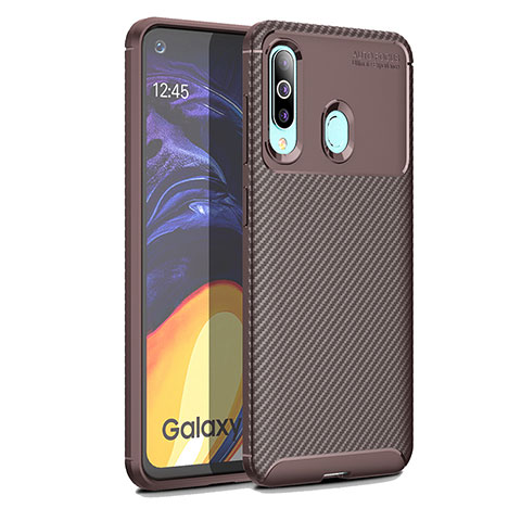 Custodia Silicone Cover Morbida Spigato WL1 per Samsung Galaxy A60 Marrone