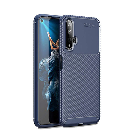 Custodia Silicone Cover Morbida Spigato Y01 per Huawei Honor 20 Blu