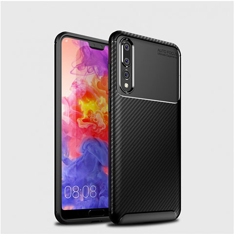 Custodia Silicone Cover Morbida Spigato Y01 per Huawei P20 Pro Nero