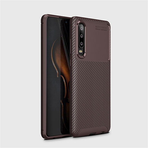 Custodia Silicone Cover Morbida Spigato Y01 per Huawei P30 Marrone