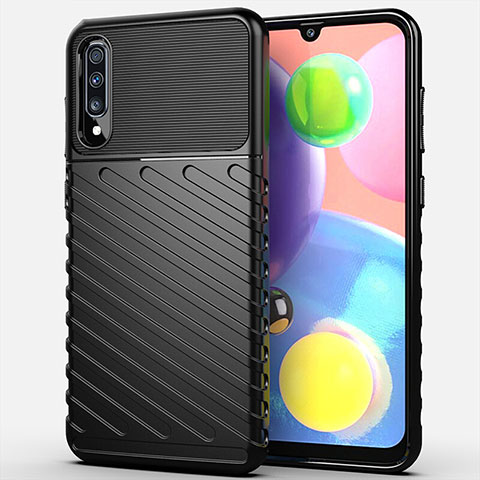 Custodia Silicone Cover Morbida Spigato Y01 per Samsung Galaxy A70S Nero