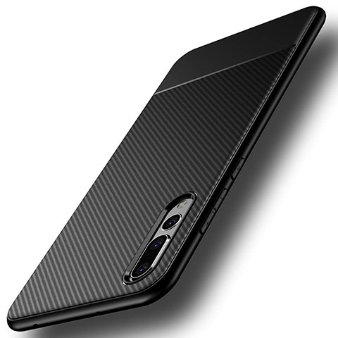 Custodia Silicone Cover Morbida Spigato Z01 per Huawei P20 Pro Nero