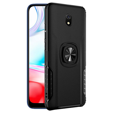 Custodia Silicone e Plastica Opaca con Anello Supporto per Xiaomi Redmi 8A Nero