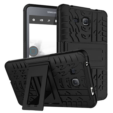 Custodia Silicone e Plastica Opaca con Supporto per Samsung Galaxy Tab A6 7.0 SM-T280 SM-T285 Nero