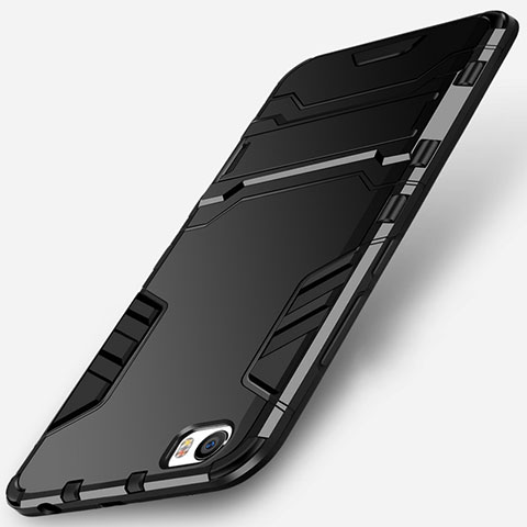 Custodia Silicone e Plastica Opaca con Supporto per Xiaomi Mi 5 Nero