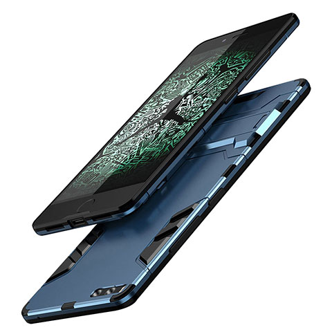 Custodia Silicone e Plastica Opaca con Supporto per Xiaomi Mi Note 3 Blu