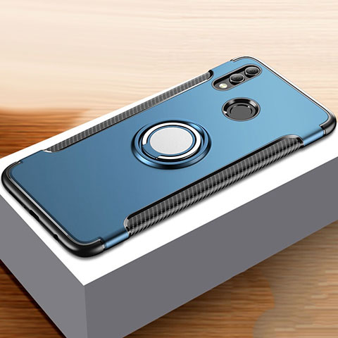 Custodia Silicone e Plastica Opaca Cover con Anello Supporto per Huawei Honor 10 Lite Blu