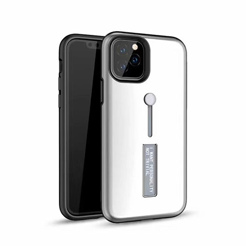 Custodia Silicone e Plastica Opaca Cover con Anello Supporto S01 per Apple iPhone 11 Pro Max Bianco