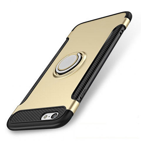 Custodia Silicone e Plastica Opaca Cover con Anello Supporto S01 per Apple iPhone SE (2020) Oro