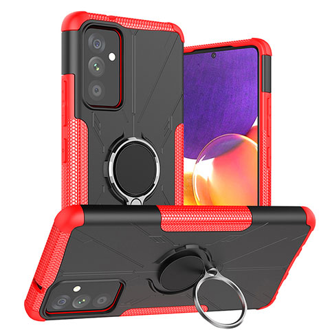 Custodia Silicone e Plastica Opaca Cover con Magnetico Anello Supporto J01X per Samsung Galaxy A05s Rosso