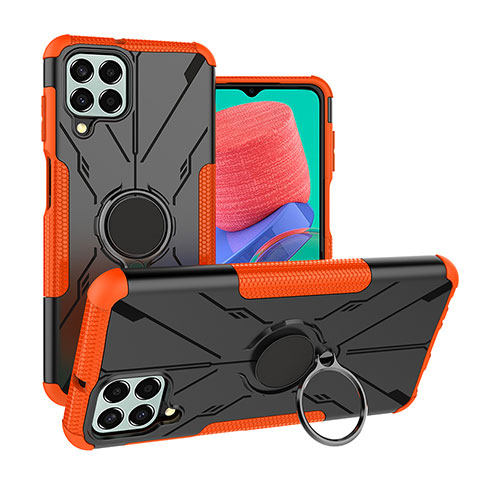 Custodia Silicone e Plastica Opaca Cover con Magnetico Anello Supporto J01X per Samsung Galaxy M33 5G Arancione