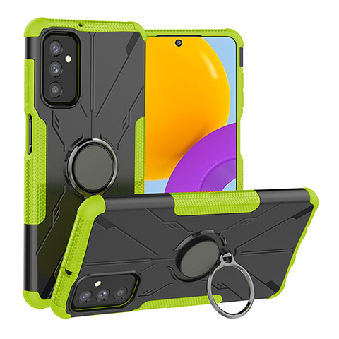 Custodia Silicone e Plastica Opaca Cover con Magnetico Anello Supporto J01X per Samsung Galaxy M52 5G Verde