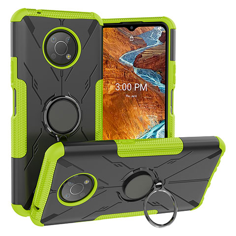 Custodia Silicone e Plastica Opaca Cover con Magnetico Anello Supporto JX1 per Nokia G300 5G Verde