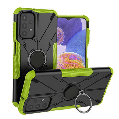 Custodia Silicone e Plastica Opaca Cover con Magnetico Anello Supporto JX1 per Samsung Galaxy A23 5G Verde