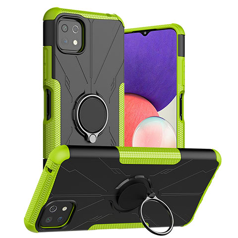 Custodia Silicone e Plastica Opaca Cover con Magnetico Anello Supporto JX1 per Samsung Galaxy F42 5G Verde