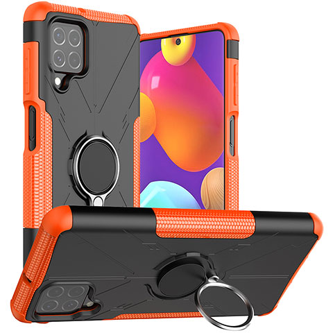 Custodia Silicone e Plastica Opaca Cover con Magnetico Anello Supporto JX1 per Samsung Galaxy M62 4G Arancione