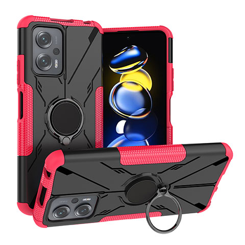Custodia Silicone e Plastica Opaca Cover con Magnetico Anello Supporto JX1 per Xiaomi Poco X4 GT 5G Rosa Caldo