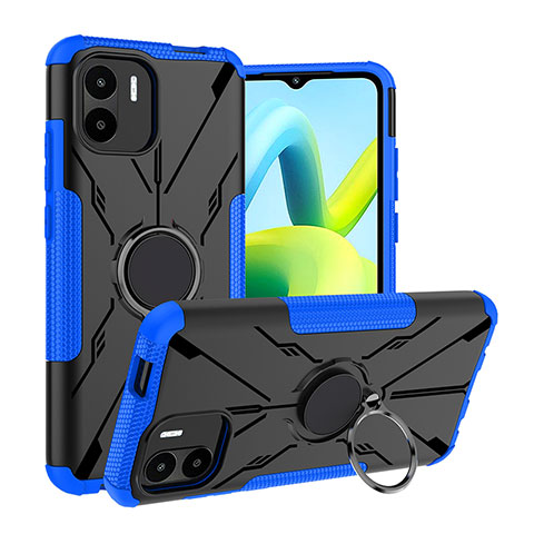 Custodia Silicone e Plastica Opaca Cover con Magnetico Anello Supporto JX1 per Xiaomi Redmi A2 Plus Blu