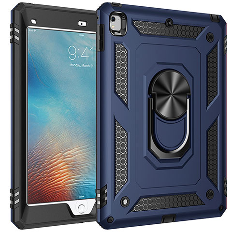 Custodia Silicone e Plastica Opaca Cover con Magnetico Anello Supporto MQ1 per Apple iPad Air Blu
