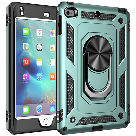 Custodia Silicone e Plastica Opaca Cover con Magnetico Anello Supporto MQ1 per Apple iPad Mini 4 Verde