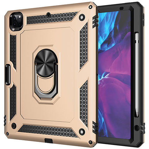 Custodia Silicone e Plastica Opaca Cover con Magnetico Anello Supporto MQ1 per Apple iPad Pro 12.9 (2020) Oro