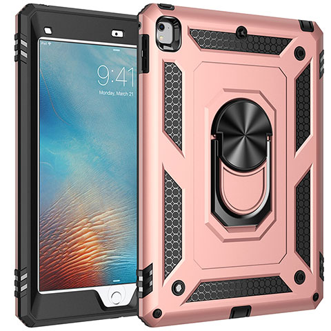 Custodia Silicone e Plastica Opaca Cover con Magnetico Anello Supporto MQ1 per Apple iPad Pro 9.7 Oro Rosa