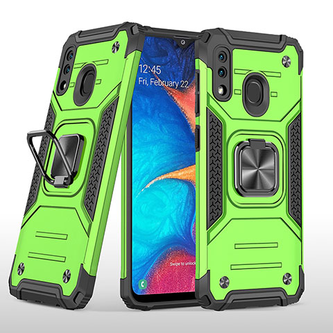 Custodia Silicone e Plastica Opaca Cover con Magnetico Anello Supporto MQ1 per Samsung Galaxy A20 Verde