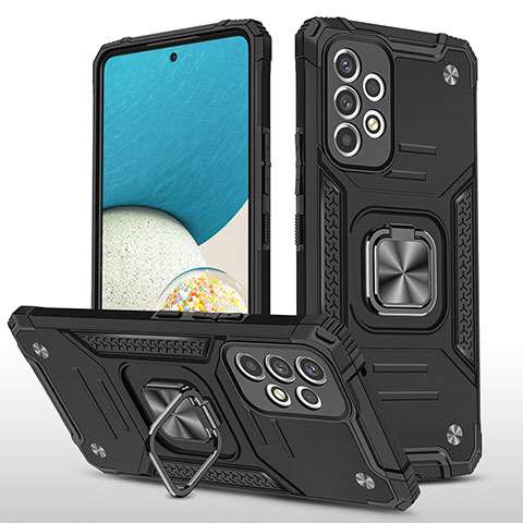 Custodia Silicone e Plastica Opaca Cover con Magnetico Anello Supporto MQ1 per Samsung Galaxy A33 5G Nero