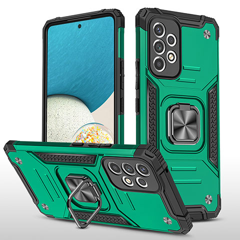 Custodia Silicone e Plastica Opaca Cover con Magnetico Anello Supporto MQ1 per Samsung Galaxy A53 5G Verde Notte