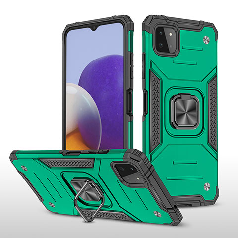 Custodia Silicone e Plastica Opaca Cover con Magnetico Anello Supporto MQ1 per Samsung Galaxy F42 5G Verde Notte