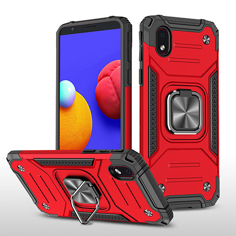 Custodia Silicone e Plastica Opaca Cover con Magnetico Anello Supporto MQ1 per Samsung Galaxy M01 Core Rosso
