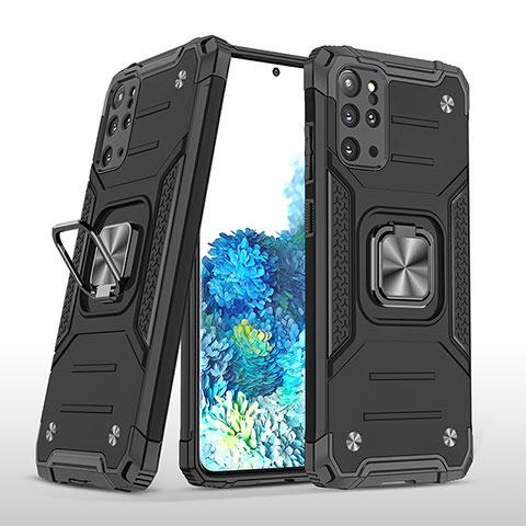 Custodia Silicone e Plastica Opaca Cover con Magnetico Anello Supporto MQ1 per Samsung Galaxy S20 Plus Nero