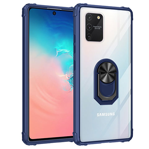 Custodia Silicone e Plastica Opaca Cover con Magnetico Anello Supporto MQ2 per Samsung Galaxy M80S Blu