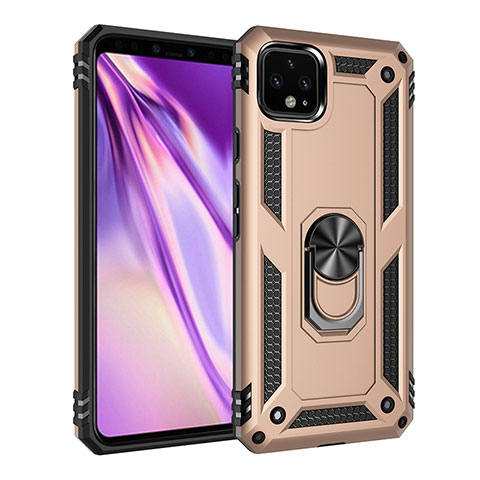 Custodia Silicone e Plastica Opaca Cover con Magnetico Anello Supporto MQ3 per Google Pixel 4 XL Oro