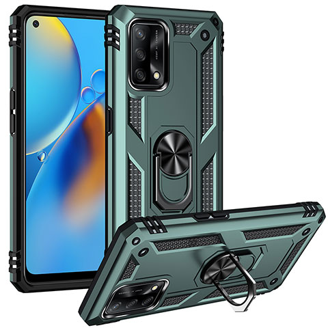 Custodia Silicone e Plastica Opaca Cover con Magnetico Anello Supporto MQ3 per Oppo Reno6 Lite Verde