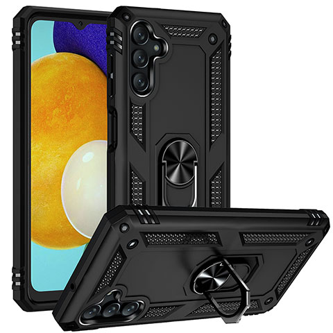 Custodia Silicone e Plastica Opaca Cover con Magnetico Anello Supporto MQ3 per Samsung Galaxy A13 5G Nero