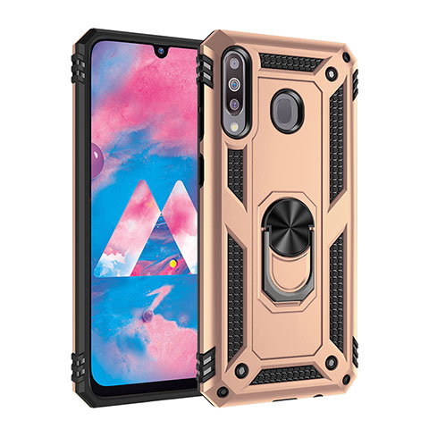 Custodia Silicone e Plastica Opaca Cover con Magnetico Anello Supporto MQ3 per Samsung Galaxy A40s Oro