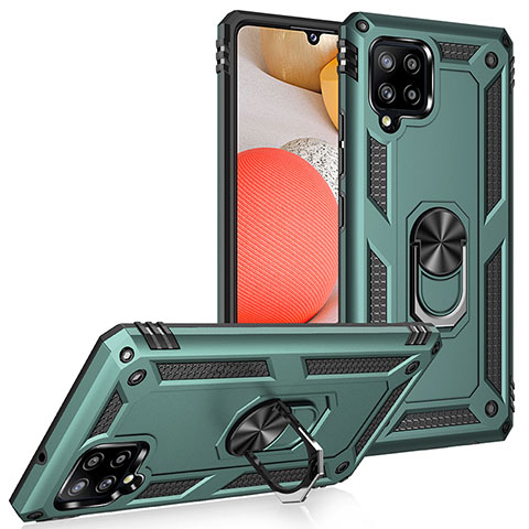 Custodia Silicone e Plastica Opaca Cover con Magnetico Anello Supporto MQ3 per Samsung Galaxy A42 5G Verde