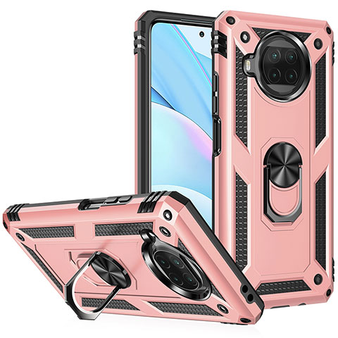 Custodia Silicone e Plastica Opaca Cover con Magnetico Anello Supporto MQ3 per Xiaomi Mi 10T Lite 5G Oro Rosa