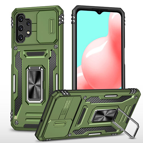 Custodia Silicone e Plastica Opaca Cover con Magnetico Anello Supporto MQ4 per Samsung Galaxy M32 5G Verde