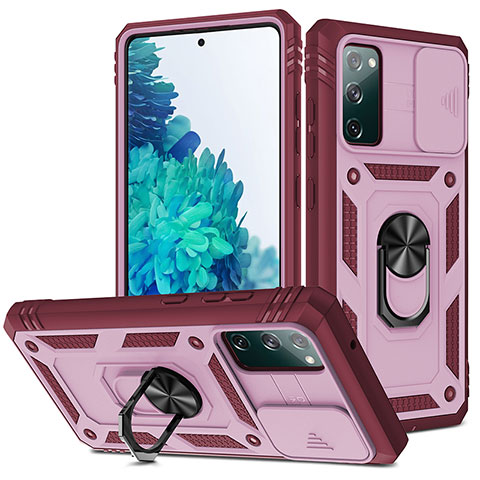Custodia Silicone e Plastica Opaca Cover con Magnetico Anello Supporto MQ5 per Samsung Galaxy S20 FE (2022) 5G Rosa