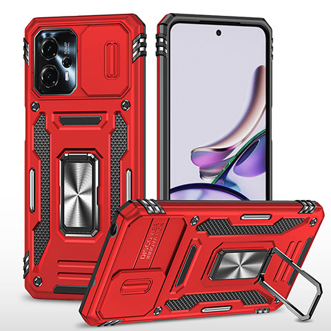 Custodia Silicone e Plastica Opaca Cover con Magnetico Anello Supporto MQ6 per Motorola Moto G13 Rosso