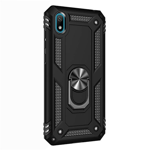 Custodia Silicone e Plastica Opaca Cover con Magnetico Anello Supporto per Huawei Enjoy 8S Nero