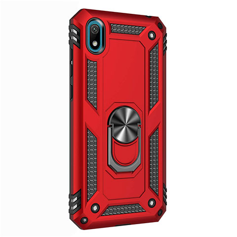 Custodia Silicone e Plastica Opaca Cover con Magnetico Anello Supporto per Huawei Enjoy 8S Rosso