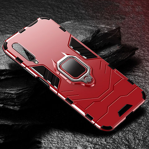 Custodia Silicone e Plastica Opaca Cover con Magnetico Anello Supporto per Huawei Honor 9X Pro Rosso