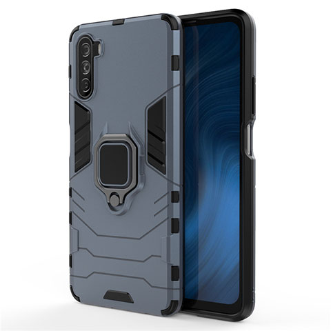 Custodia Silicone e Plastica Opaca Cover con Magnetico Anello Supporto per Huawei Mate 40 Lite 5G Blu