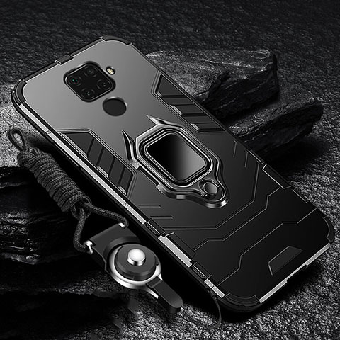 Custodia Silicone e Plastica Opaca Cover con Magnetico Anello Supporto per Huawei Nova 5z Nero