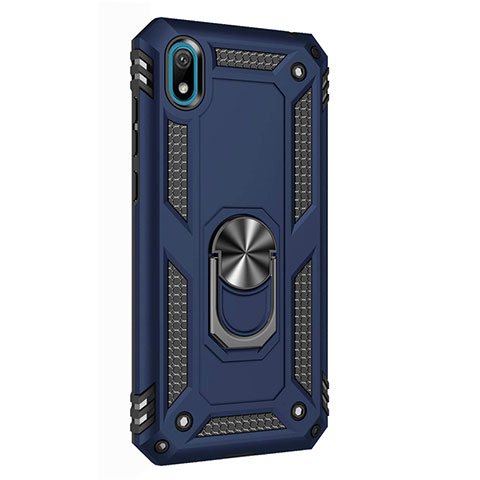 Custodia Silicone e Plastica Opaca Cover con Magnetico Anello Supporto per Huawei Y5 (2019) Blu